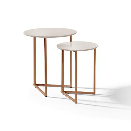 Imagem de Jogo de Mesa Lateral Apoio Canto Jade Kit Sala Estar Sofá