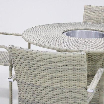 Imagem de Jogo de Mesa para Área Externa e Jantar com Mesa Balde Porta Bebidas e 6 Cadeiras Fibra Sintética