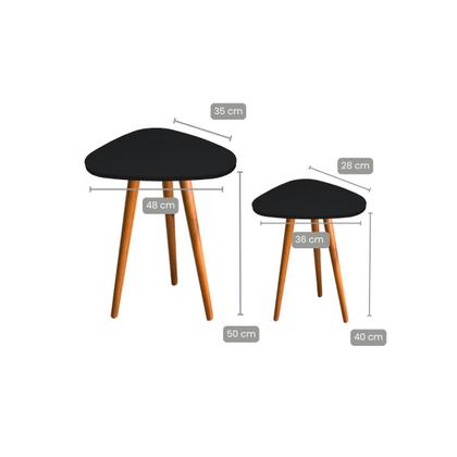 Imagem de Jogo de Mesinhas Laterais Sala Pe Palito Retro Decorativa Tampo Orgânico