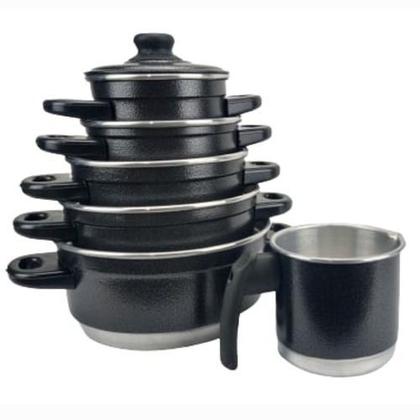 Imagem de jogo de panela 6 peças com 4 espatulas preto craqueado