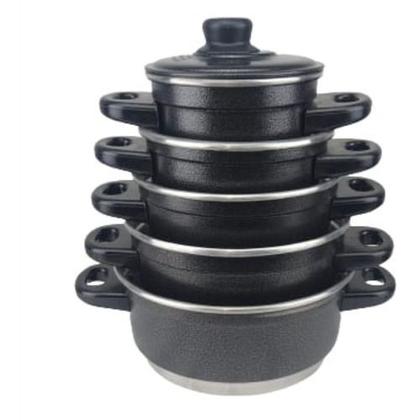 Imagem de jogo de panela 6 peças com 4 espatulas preto craqueado