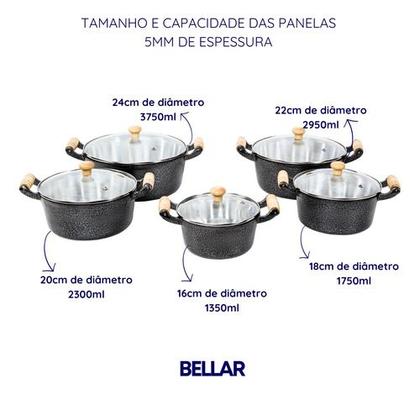 Imagem de Jogo De Panela Alumínio Batido Com Frigideira Fundida 6pçs