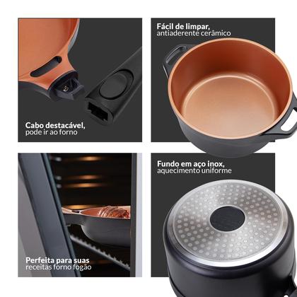 Imagem de Jogo de Panela Antiaderente Cerâmica Preto 4 Peças Le Cook