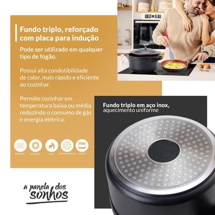 Imagem de Jogo de Panela Antiaderente Cerâmica Preto 4 Peças Le Cook