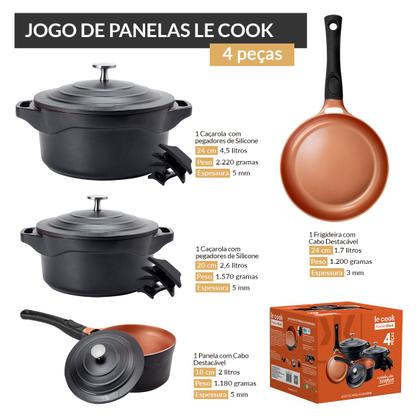 Imagem de Jogo de Panela Antiaderente Cerâmica Preto 4 Peças Le Cook