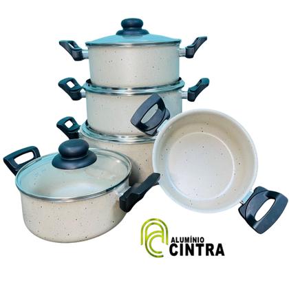 Imagem de Jogo De Panela Antiaderente Teflon Caçarola Aluminio Grosso 5 peças 16x24cm