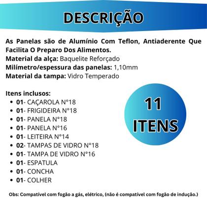 Imagem de Jogo de Panela Caçarola Frigideira Leiteira Antiaderente Alumínio Tampa de Vidro 8 Peças Cor Bege