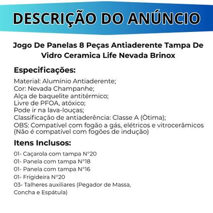 Imagem de Jogo de Panela Cerâmica Antiaderente Ceramic Life Nevada Champanhe 8 Peças Brinox
