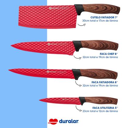 Imagem de Jogo De Panela Cerâmica Antiaderente Indução 14 Pçs Fogão Cooktop Vermelho Duralar