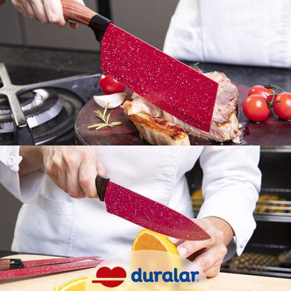 Imagem de Jogo De Panela Cerâmica Antiaderente Indução 14 Pçs Fogão Cooktop Vermelho Duralar