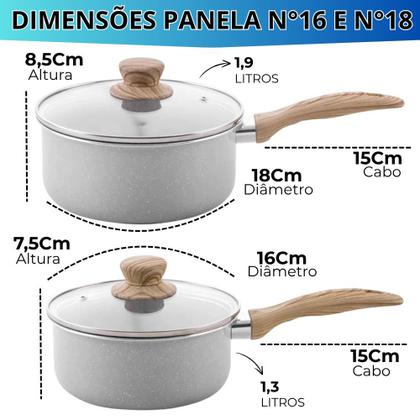 Imagem de Jogo De Panela Fogão de Indução Cerâmica Antiaderente Ceramic Life Gris Brinox 7 Peças