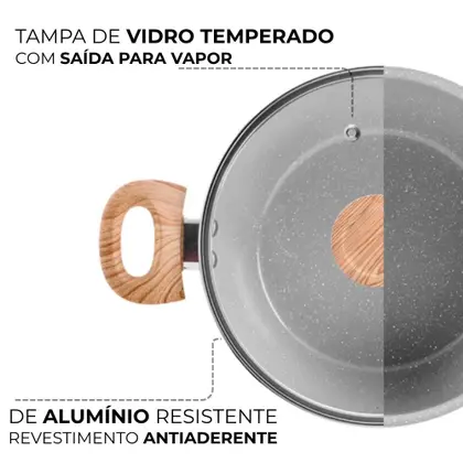 Imagem de Jogo De Panela Fogão de Indução Cerâmica Antiaderente Ceramic Life Gris Brinox 7 Peças