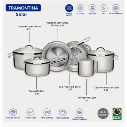 Imagem de Jogo de panela tramontina solar 6 peças aco inox