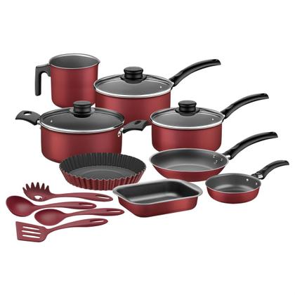 Imagem de Jogo De Panela Turim Utensílios e Frigideira 12pçs Vermelho