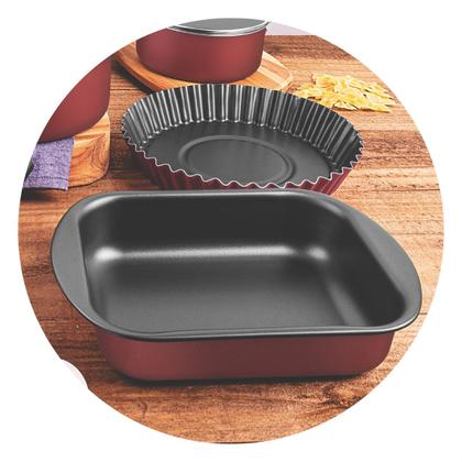 Imagem de Jogo De Panela Turim Utensílios e Frigideira 12pçs Vermelho