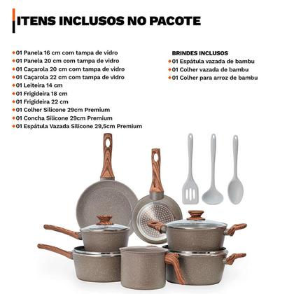 Imagem de Jogo De Panelas 10 Pç 4Mm Cerâmico Premium Indução - Grafito