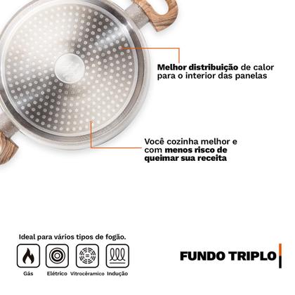 Imagem de Jogo de Panelas 10 Peças Premium 4mm Indução Revestimento Cerâmico