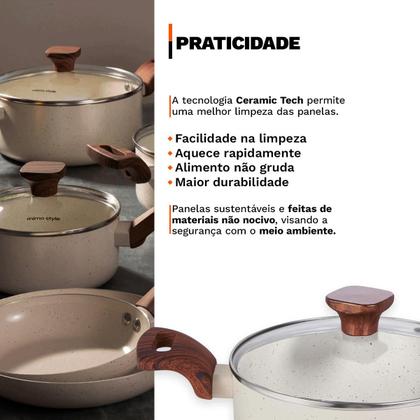 Imagem de Jogo de Panelas 10 Peças Premium Revestimento Cerâmico Indução Antiaderente Mimo Style