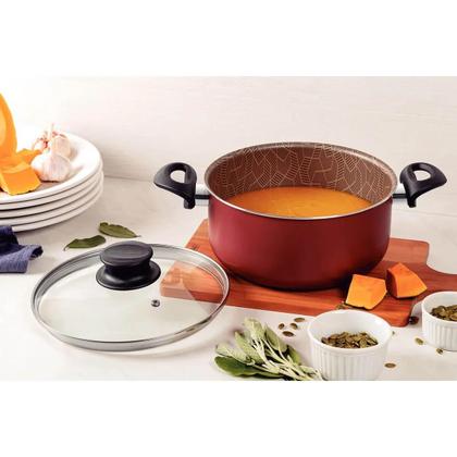 Imagem de Jogo de Panelas 10 Peças Tramontina Paris Antiaderrente em Alumínio Vermelho