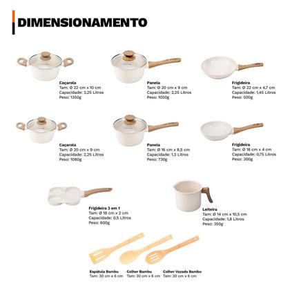 Imagem de Jogo De Panelas 11 Pç Indução Revestimento Cerâmico- Vanilla