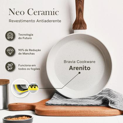 Imagem de Jogo de Panelas 12 Peças Indução Revestimento Cerâmico Antiaderente Bravia Cookware
