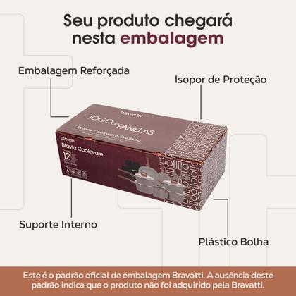 Imagem de Jogo de Panelas 12 Peças Indução Revestimento Cerâmico Antiaderente Bravia Cookware