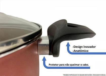 Imagem de Jogo de panelas 13 Peças Cereja Antiaderente Teflon com Frigideira 24 Grande e Forma de Torta Com fundo Falso