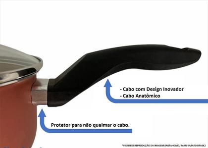 Imagem de Jogo de panelas 13 Peças Cereja Antiaderente Teflon com Frigideira 24 Grande e Forma de Torta Com fundo Falso