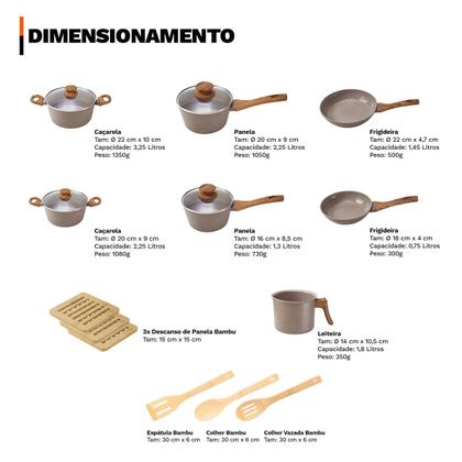 Imagem de Jogo de Panelas 13 Peças Premium Indução Revestimento Cerâmico Antiaderente 4mm - Grafito