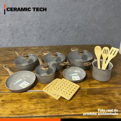 Imagem de Jogo de Panelas 13 Peças Premium Indução Revestimento Cerâmico Antiaderente 4mm - Grafito