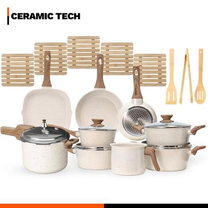 Imagem de Jogo de Panelas 17 Peças Premium Indução Revestimento Cerâmico Antiaderente 4mm