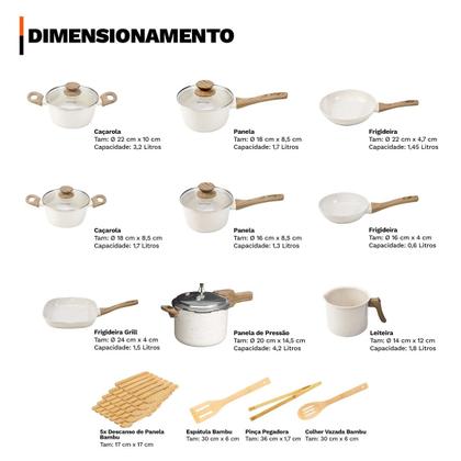 Imagem de Jogo de Panelas 17 Peças Premium Indução Revestimento Cerâmico Antiaderente 4mm