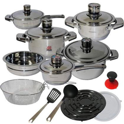 Imagem de Jogo de Panelas 19 Pcs em Aço Inox Sameellihos SA