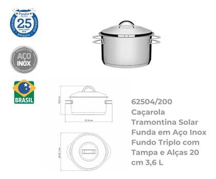 Imagem de Jogo De Panelas 2 Peças Inox Fundo Triplo Solar Tramontina
