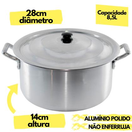 Imagem de Jogo De Panelas 3 Caçarolas Alumínio N 26 28 30 kit 3 Industrial Hotel Restaurante Feijoada Tropeiro