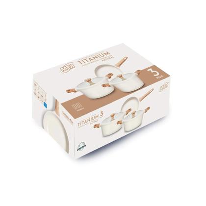 Imagem de Jogo de Panelas 3 Peças Linha Titanium Natural cor Bege MTA - 8448