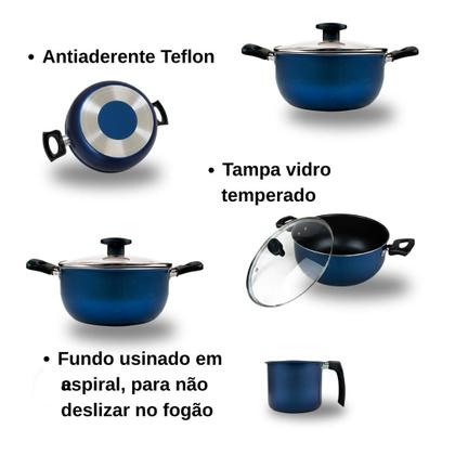 Imagem de Jogo De Panelas 4 Peças mais caneco 14 Azul
