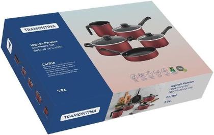 Imagem de Jogo de panelas 5 pcs caribe vermelho - sortidos de aluminio com revestimento antiaderente