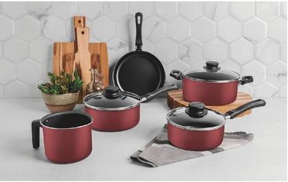 Imagem de Jogo de panelas 5 pcs caribe vermelho - sortidos de aluminio com revestimento antiaderente