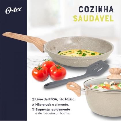 Imagem de Jogo de Panelas 5 PeÃas Oster Marble Edition Antiaderente InduÃÃo CerÃmica Cinza Claro - 142488.08