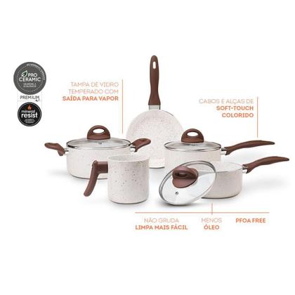 Imagem de Jogo De Panelas 5 Peças Ceramic Life Vanilla -Brinox Vanilla