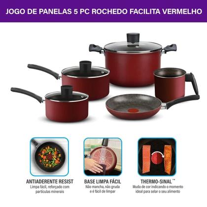 Imagem de Jogo de Panelas 5 Peças Facilita Vermelho Rochedo