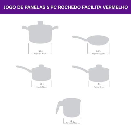 Imagem de Jogo de Panelas 5 Peças Facilita Vermelho Rochedo