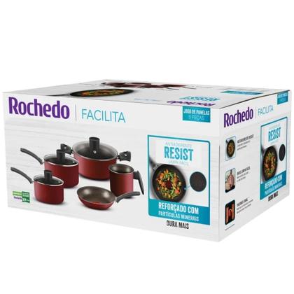 Imagem de Jogo de Panelas 5 Peças Facilita Vermelho Rochedo