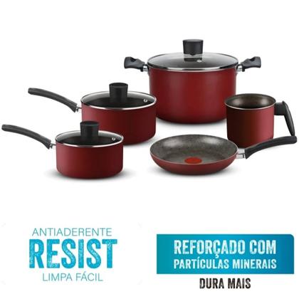 Imagem de Jogo de Panelas 5 Peças Facilita Vermelho Rochedo