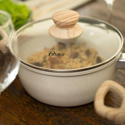 Imagem de Jogo de Panelas 5 Peças Marble Edition Cream Indução Cerâmica Oster