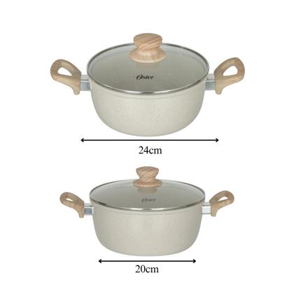 Imagem de Jogo de Panelas 5 Peças Marble Edition Cream Indução Cerâmica Oster