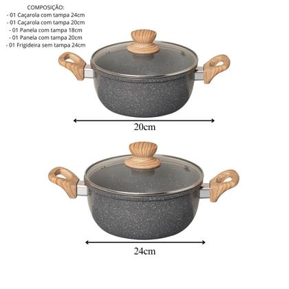 Imagem de Jogo de Panelas 5 Peças Marble Edition Dark Grey Indução Cerâmica Oster