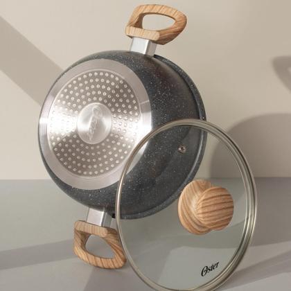 Imagem de Jogo de Panelas 5 Peças Marble Edition Dark Grey Indução Cerâmica Oster