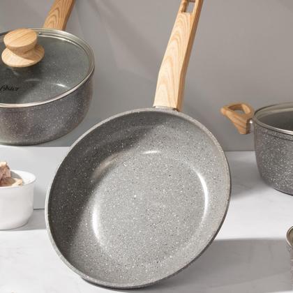 Imagem de Jogo de Panelas 5 Peças Marble Edition Dark Grey Indução Cerâmica Oster